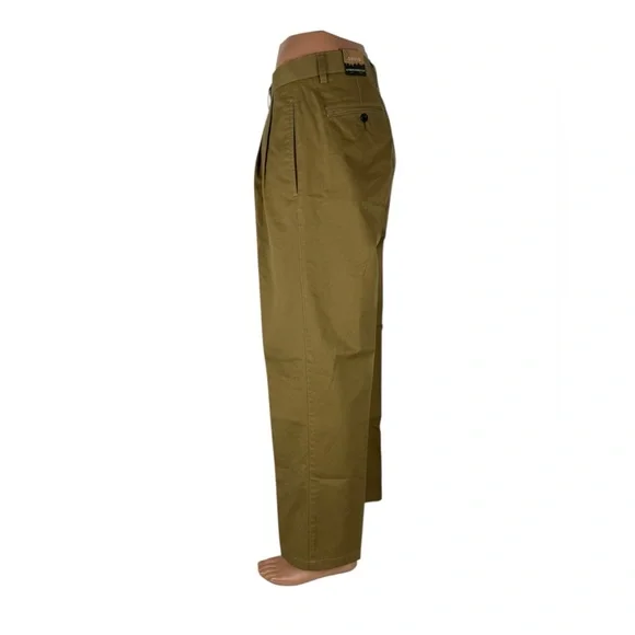 Orvis Mens 33 Pants Green Brown Ultimate Khakis Pleated Chino Cotton Twill NWT